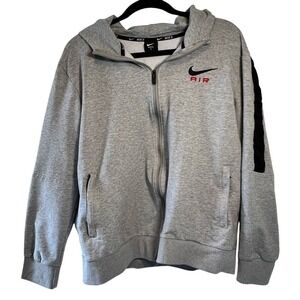 Nike‎ Air Kids Full Zip Hoodie Heather Gray Black Stripe Sweatshirt XL